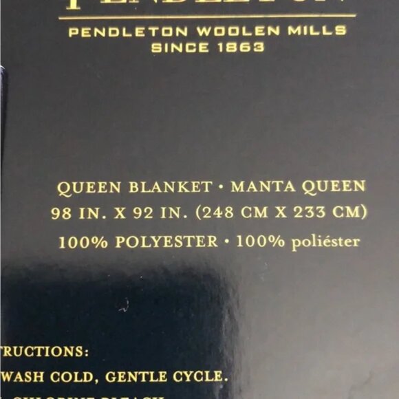 Pendleton Queen Size Sherpa Fleece Blanket Avra Valley Teal Light Blue - Picture 6 of 6